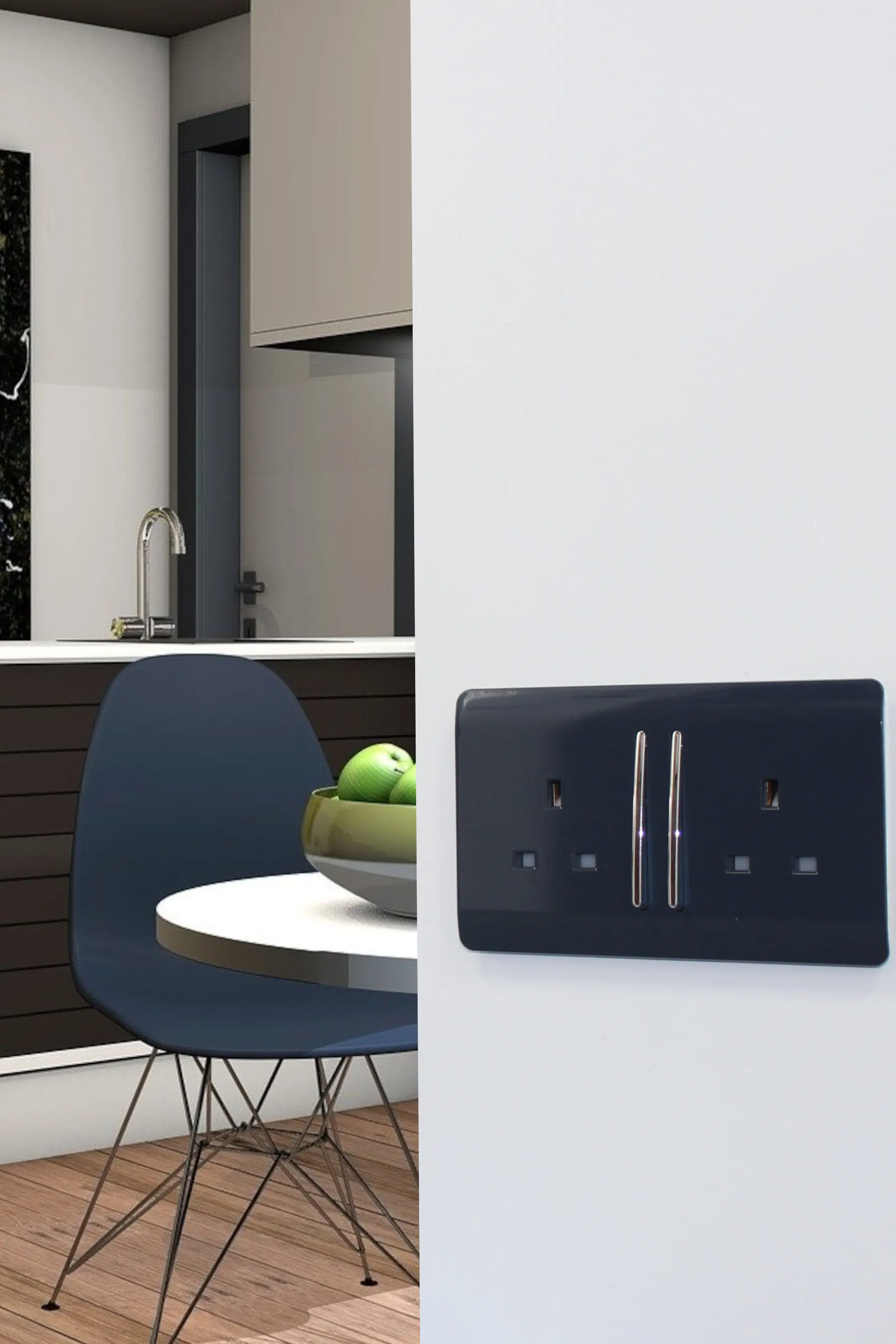 2 Gang 13Amp Long Switched Double Socket Navy Blue ART-SKT213LNV  Trendi Navy